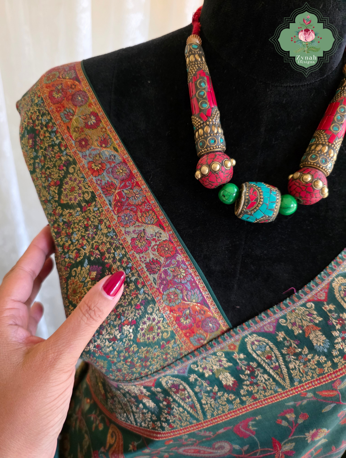 Aiza | Green Kashmiri Pure Kani Silk Jamavar Weave Saree | Made To Order