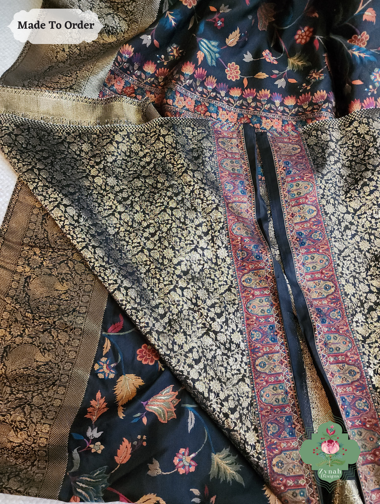 Zynah Siyaah - Black Woven Kashmiri Pure Kani Silk Jamavar Saree