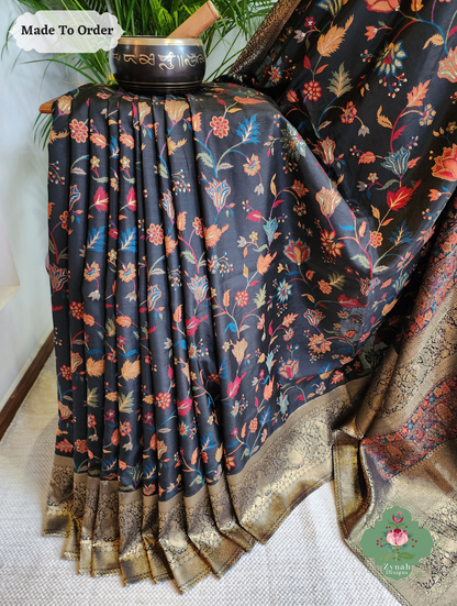 Zynah Siyaah - Black Woven Kashmiri Pure Kani Silk Jamavar Saree