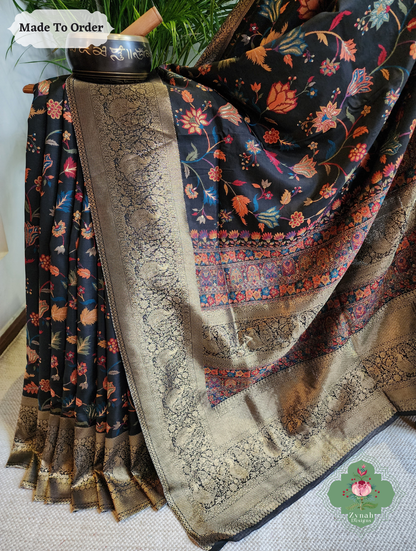 Zynah Siyaah - Black Woven Kashmiri Pure Kani Silk Jamavar Saree
