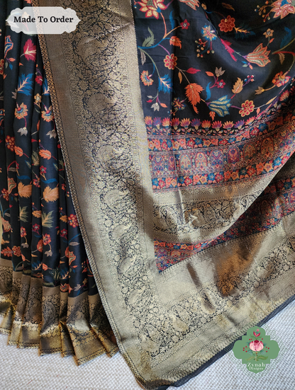 Zynah Siyaah - Black Woven Kashmiri Pure Kani Silk Jamavar Saree