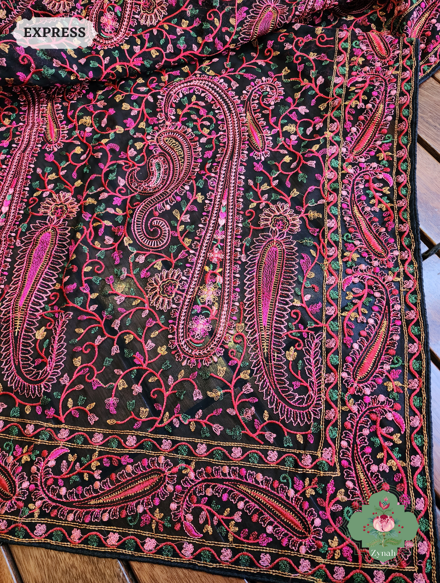 Black Georgette Saree With Kashida Inspired Embroidery 9
