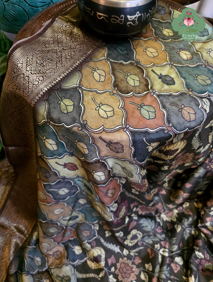 Zynah Mrinal Kalam – Brown Munga Silk Saree with Traditional Kalamkari Print