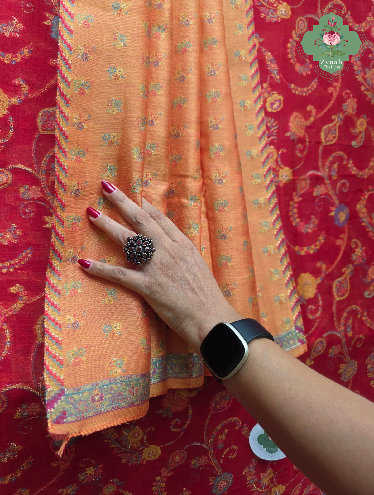 Eshani | Ruby Red Kashmiri Pure Kani Silk Jamavar Weave Saree | Made To Order
