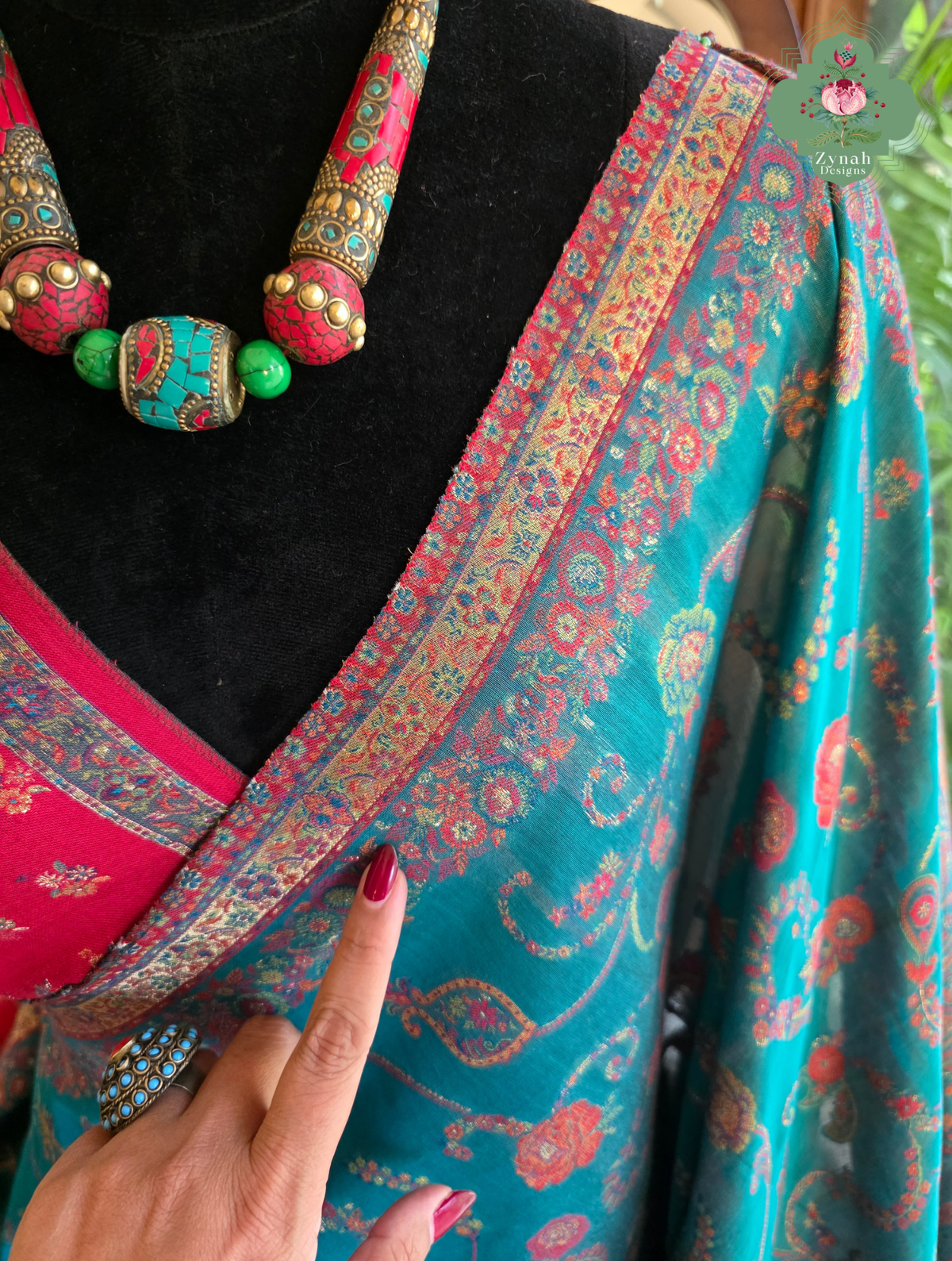 Gargi | Turquoise Blue Kashmiri Pure Kani Silk Jamavar Weave Saree | Made To Order