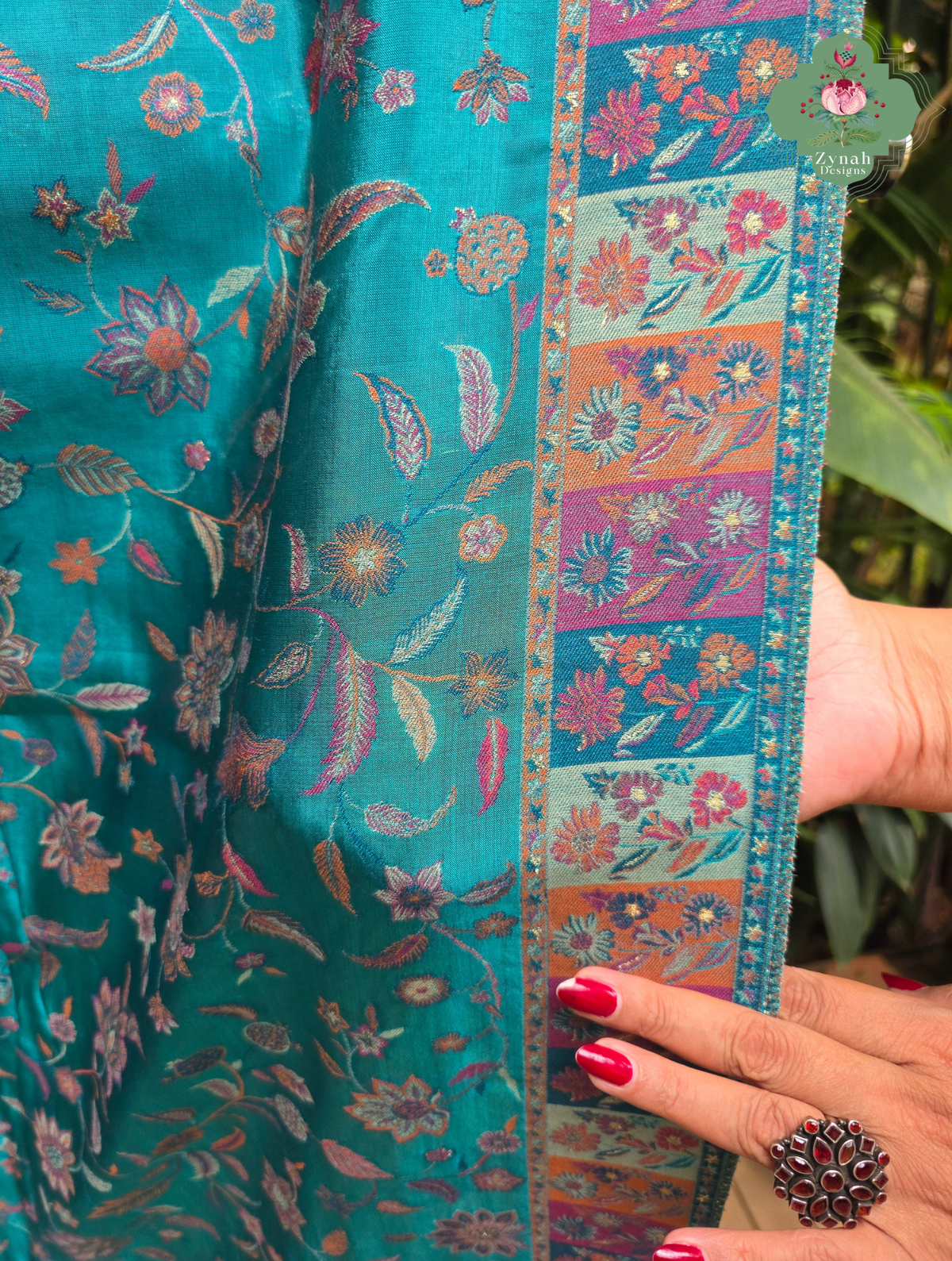 Heemal |Turquoise Blue Kashmiri Pure Kani Silk Jamavar Weave Saree | Made To Order