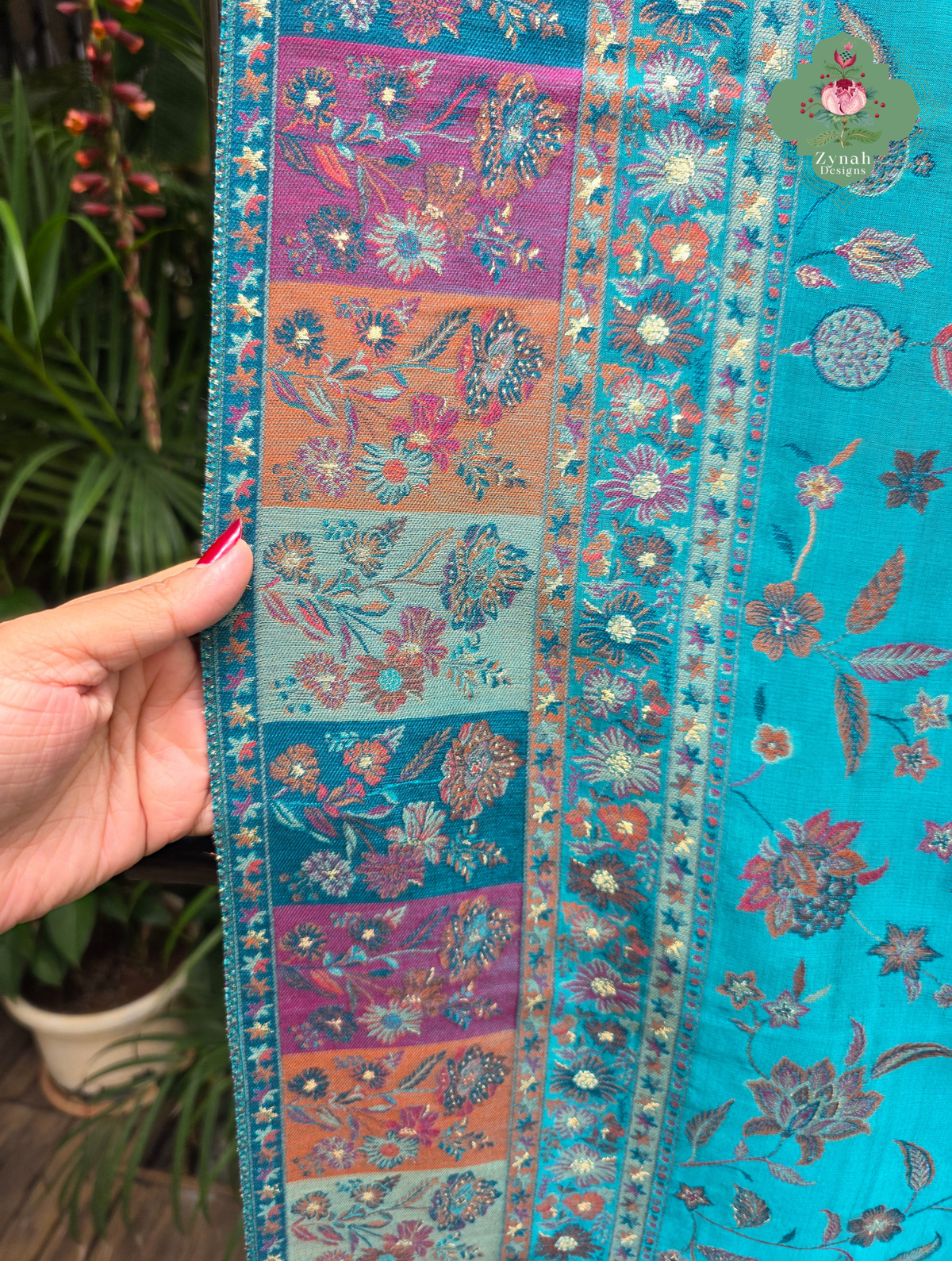 Heemal |Turquoise Blue Kashmiri Pure Kani Silk Jamavar Weave Saree | Made To Order