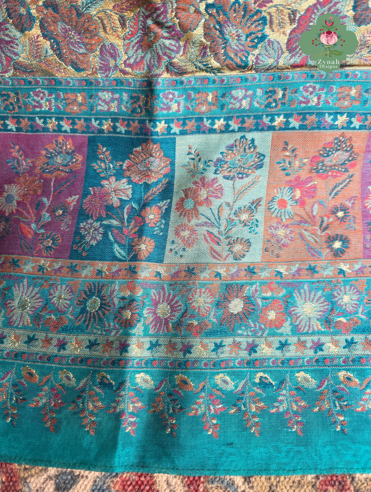 Heemal |Turquoise Blue Kashmiri Pure Kani Silk Jamavar Weave Saree | Made To Order