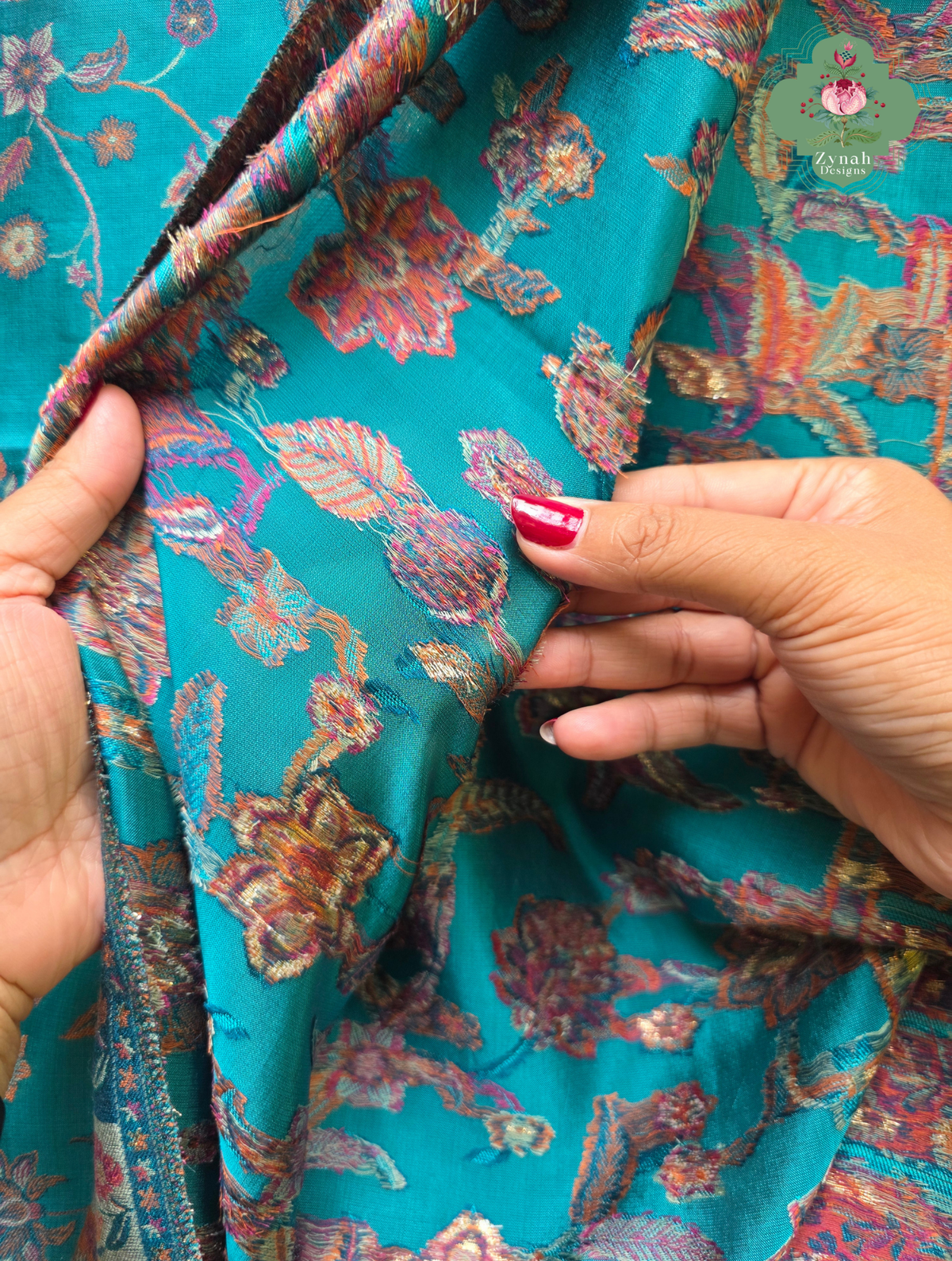 Heemal |Turquoise Blue Kashmiri Pure Kani Silk Jamavar Weave Saree | Made To Order