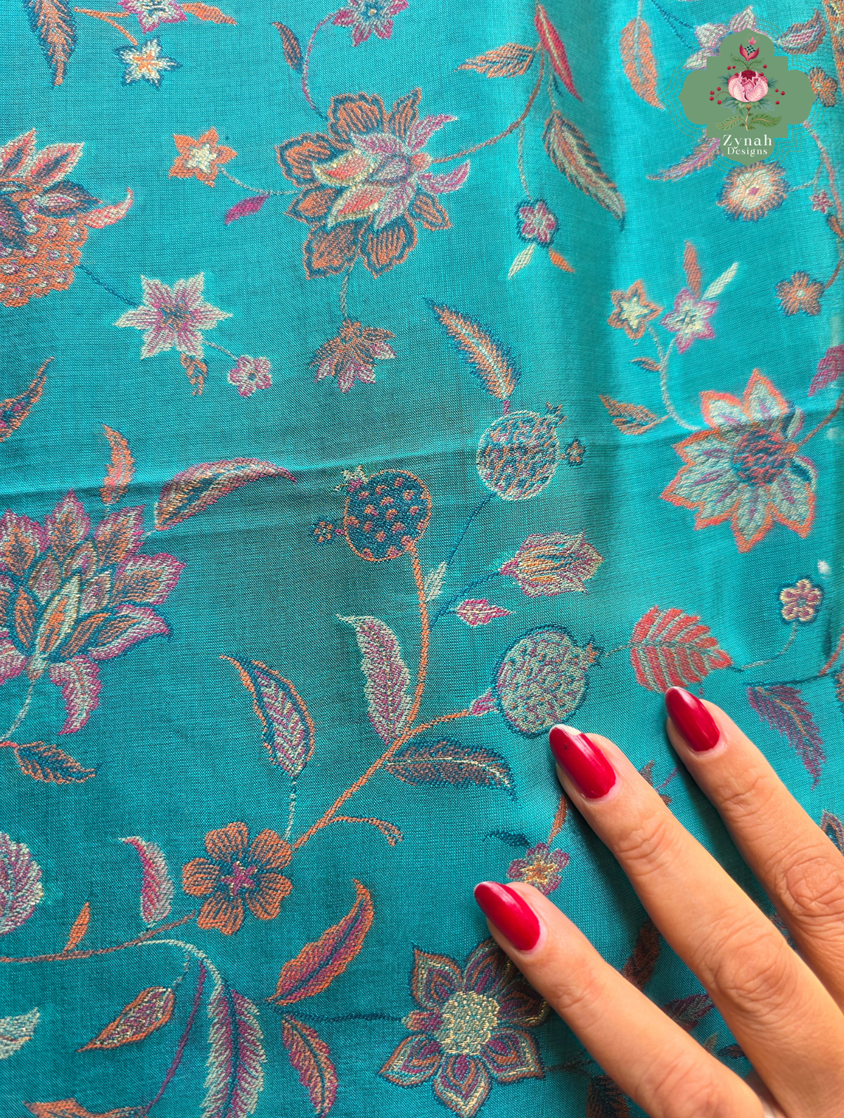 Heemal |Turquoise Blue Kashmiri Pure Kani Silk Jamavar Weave Saree | Made To Order