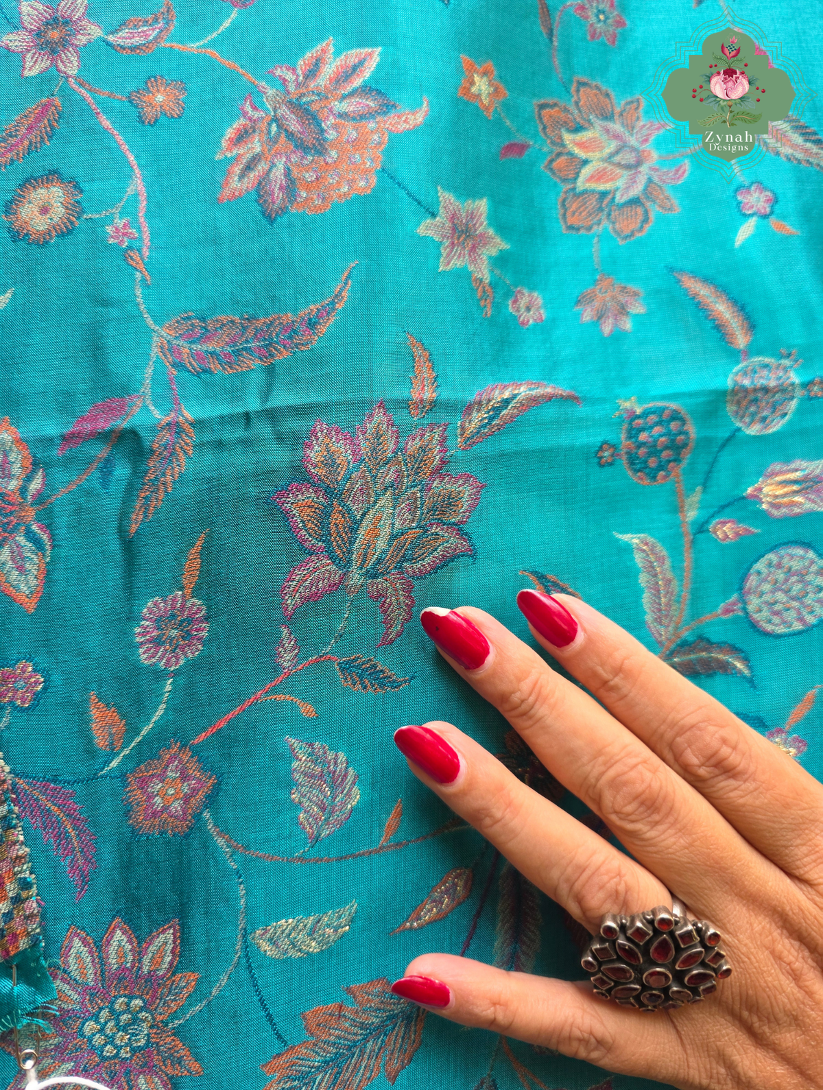 Heemal |Turquoise Blue Kashmiri Pure Kani Silk Jamavar Weave Saree | Made To Order