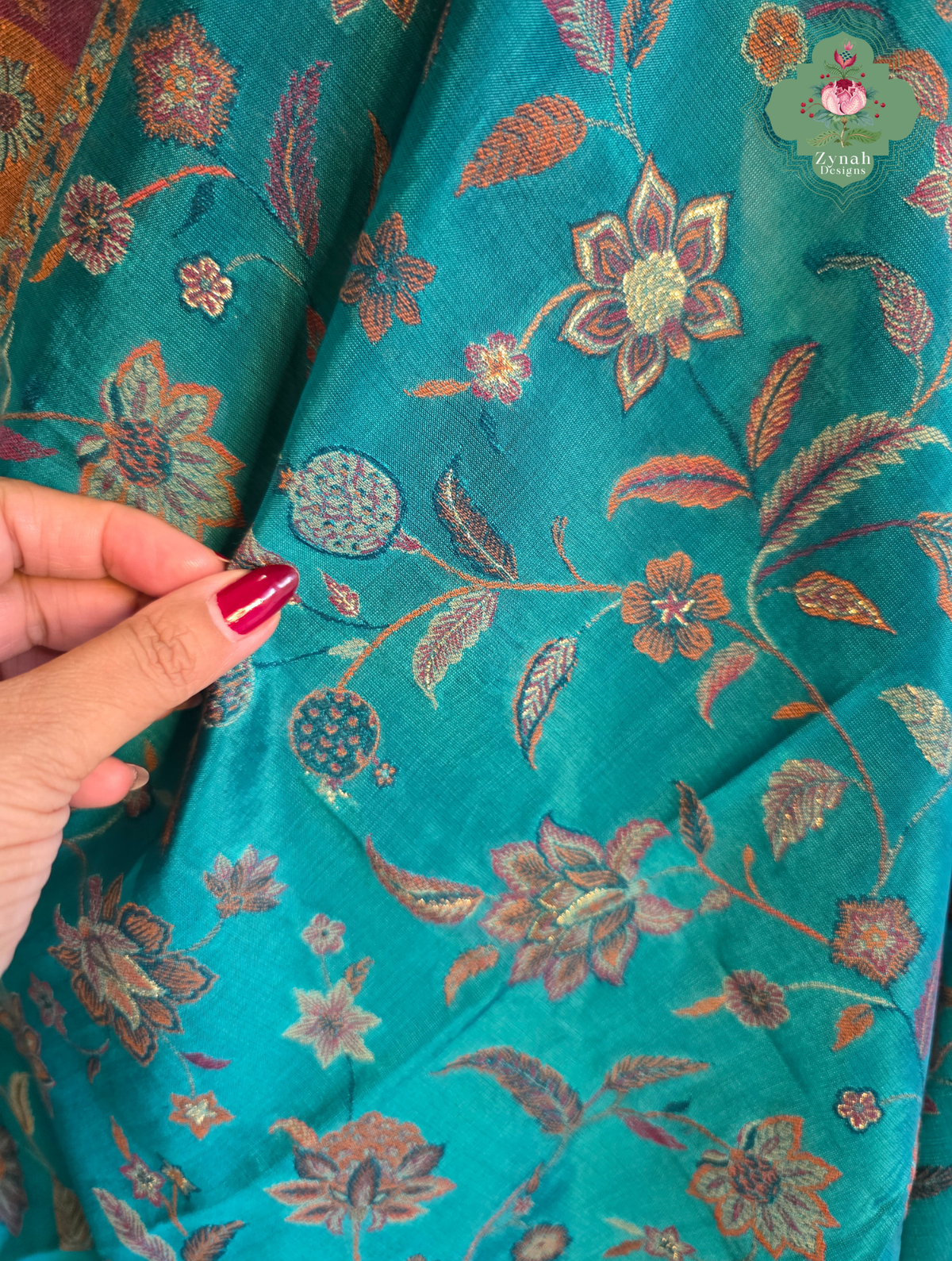 Heemal |Turquoise Blue Kashmiri Pure Kani Silk Jamavar Weave Saree | Made To Order