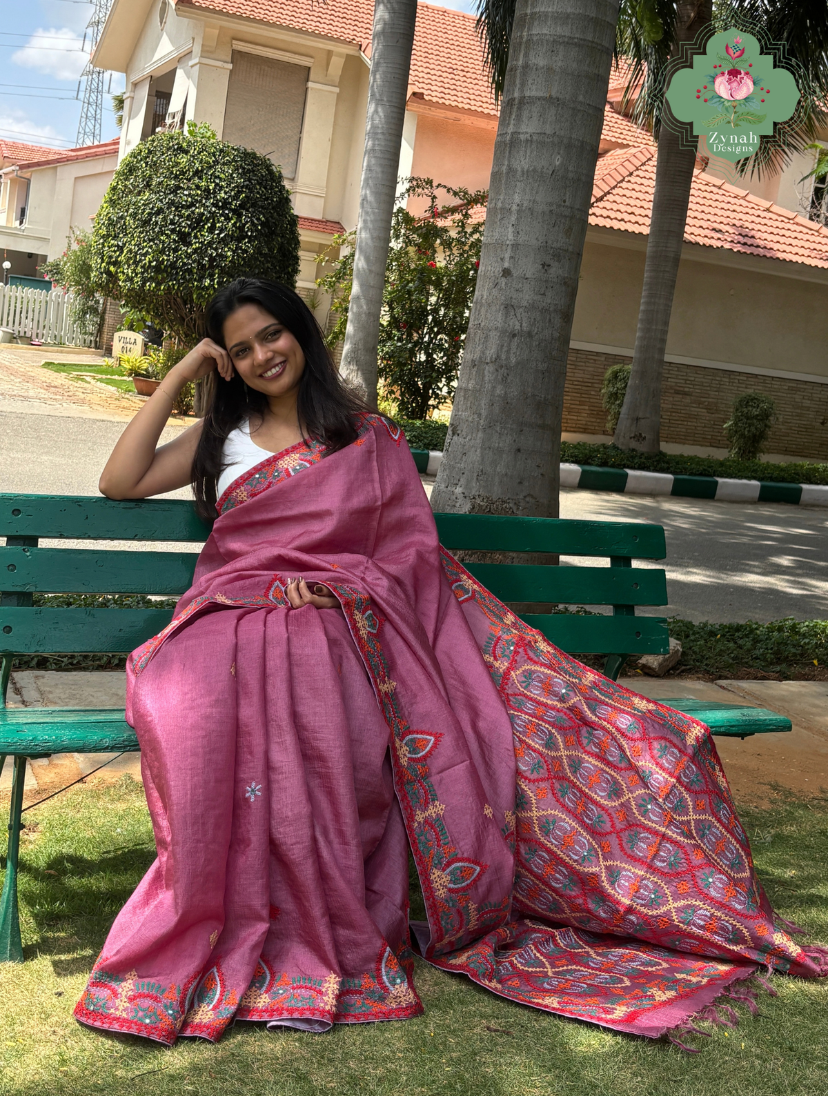 Heer | Pink Tussar Tissue Saree With Hand Embroidery