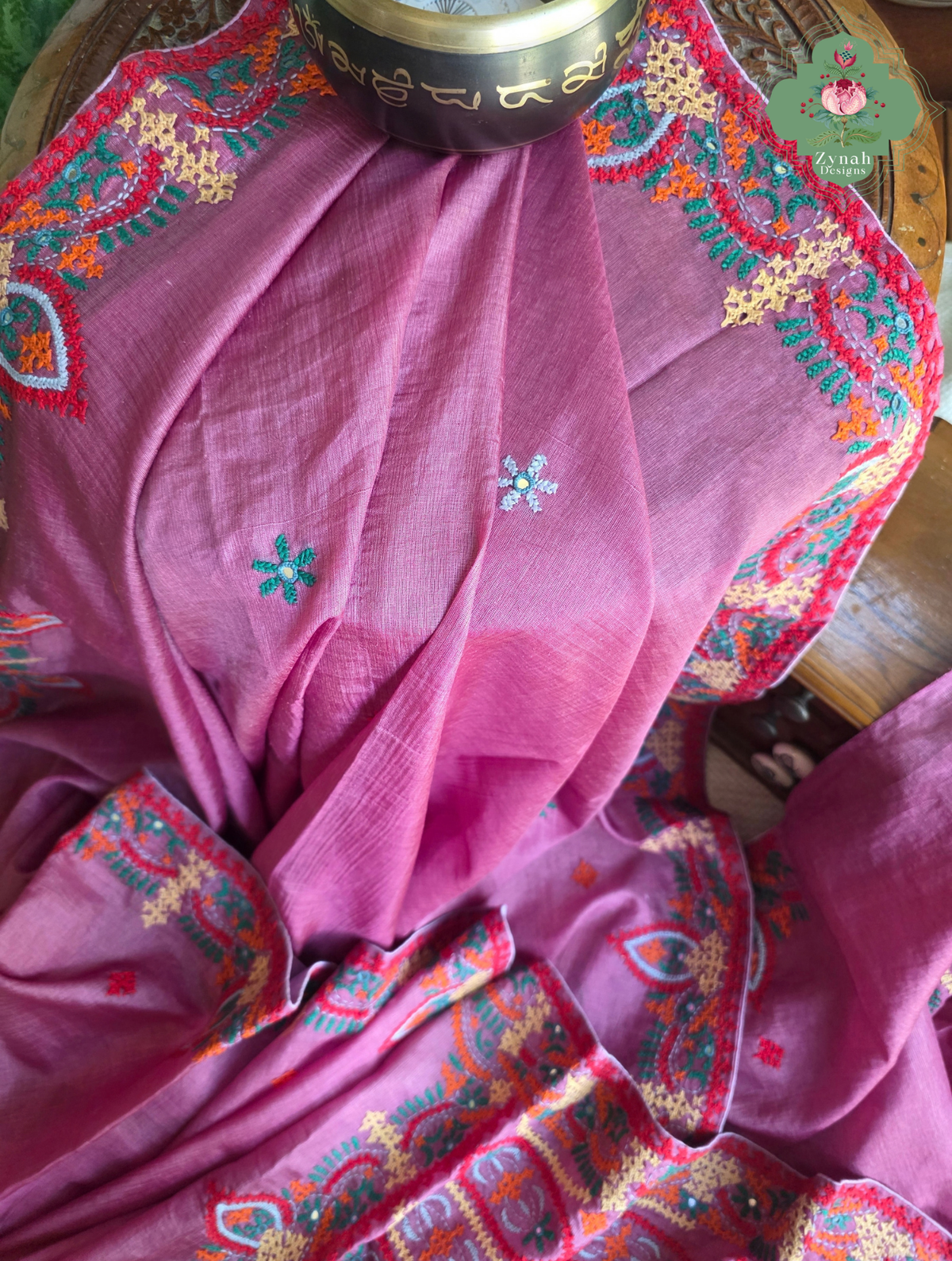 Heer | Pink Tussar Tissue Saree With Hand Embroidery