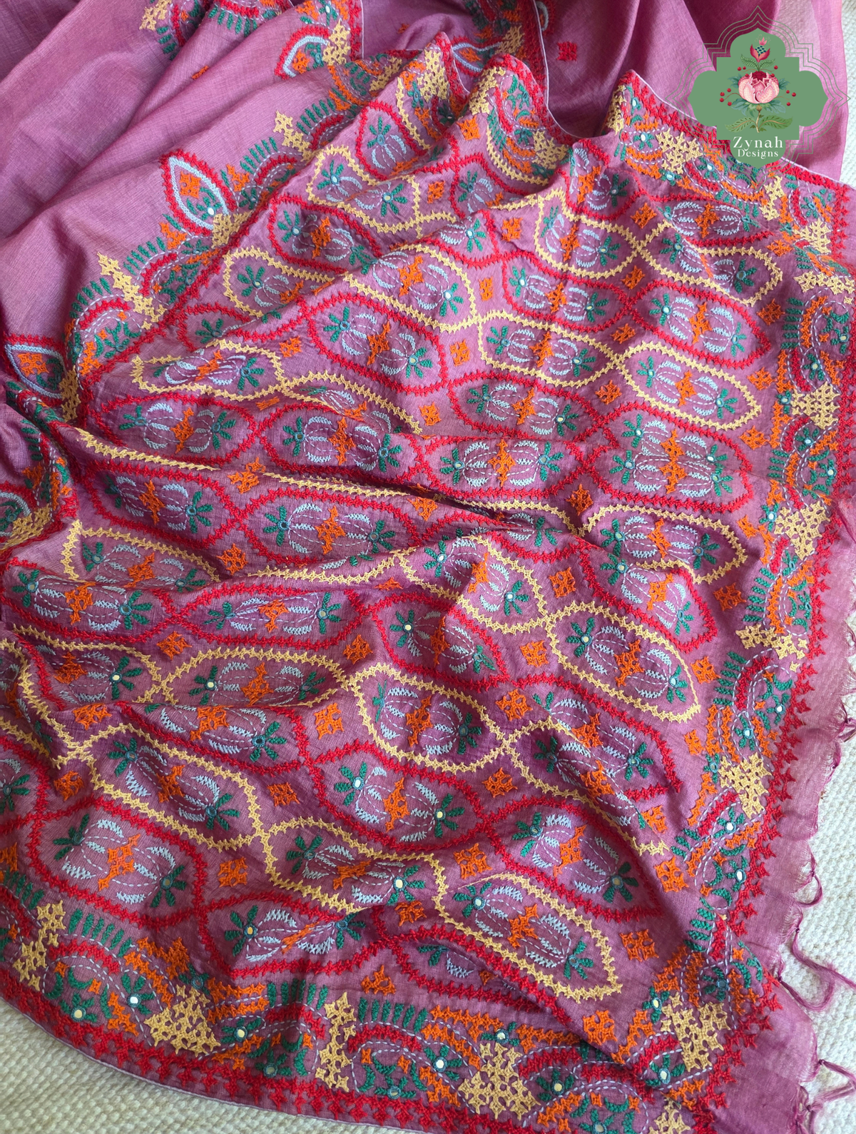 Heer | Pink Tussar Tissue Saree With Hand Embroidery