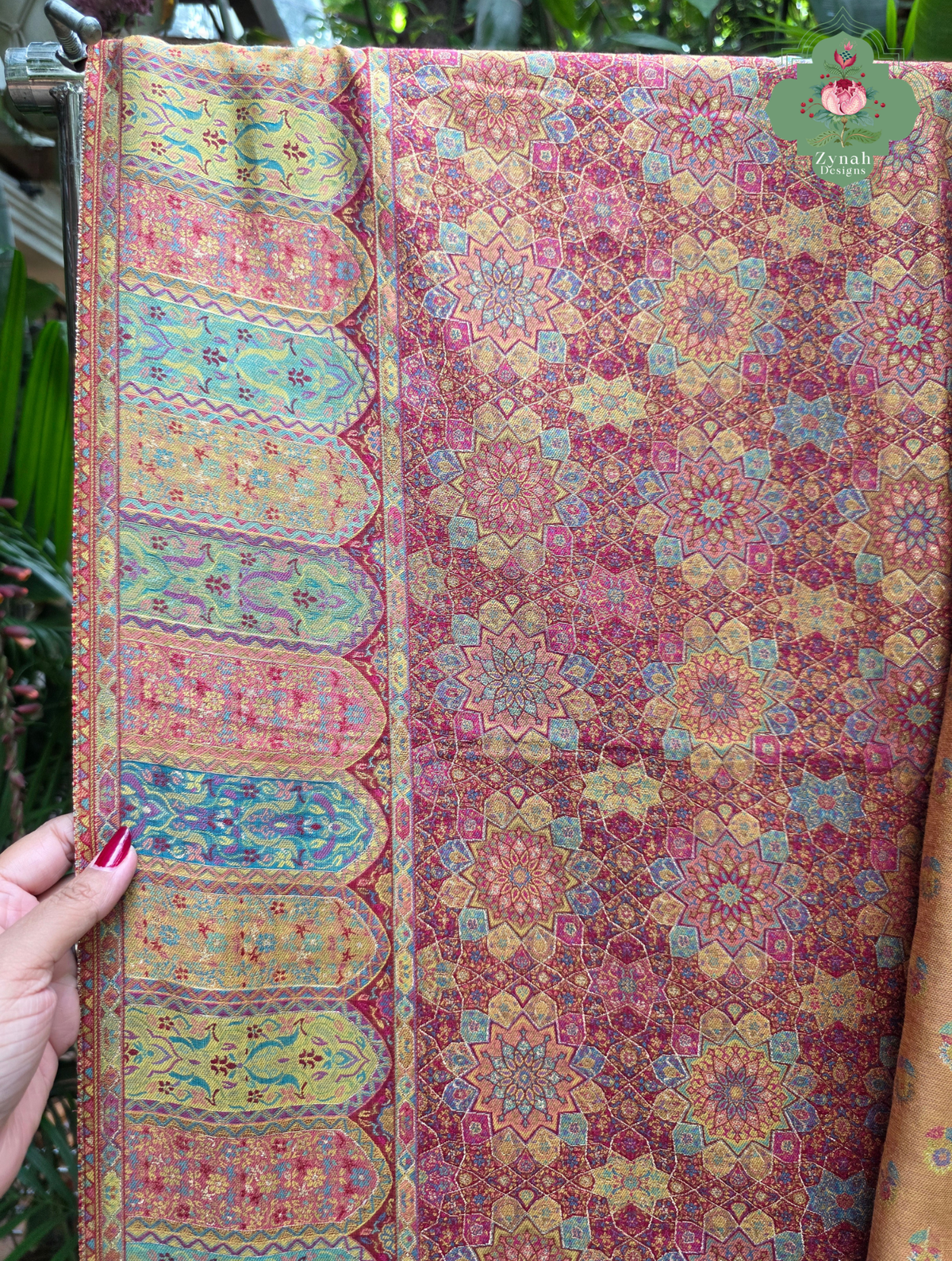 Kashmira | Dusty Rose Pink & Antique Gold Kashmiri Pure Kani Silk Jamavar Weave Saree | Made To Order