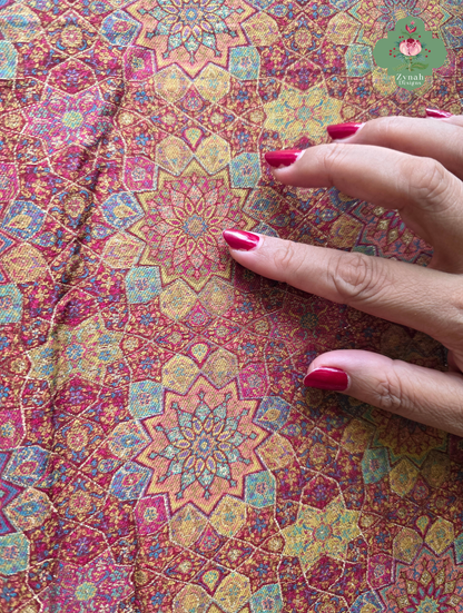 Kashmira | Dusty Rose Pink & Antique Gold Kashmiri Pure Kani Silk Jamavar Weave Saree | Made To Order