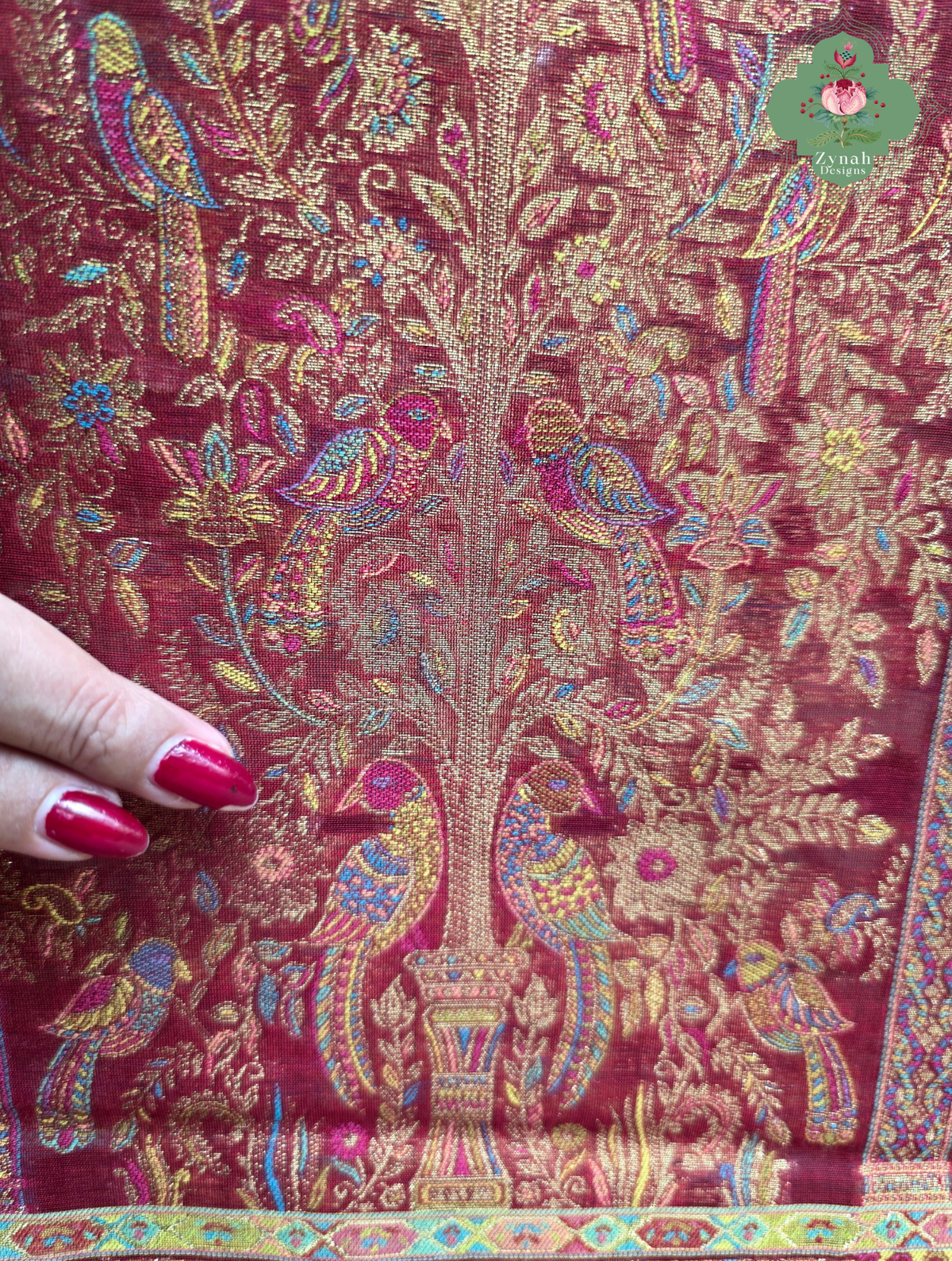 Kashmira | Dusty Rose Pink & Antique Gold Kashmiri Pure Kani Silk Jamavar Weave Saree | Made To Order