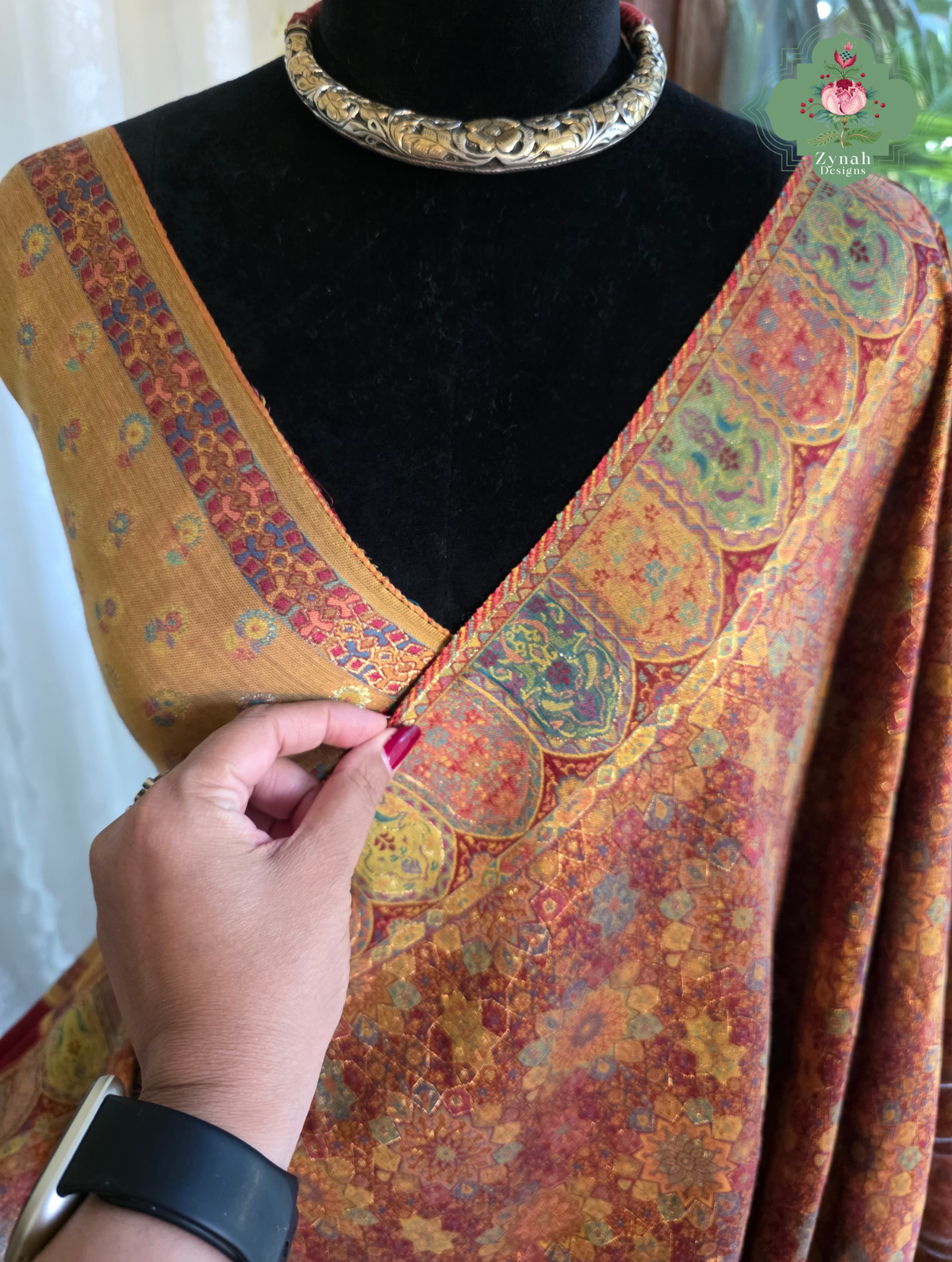 Kashmira | Dusty Rose Pink & Antique Gold Kashmiri Pure Kani Silk Jamavar Weave Saree | Made To Order