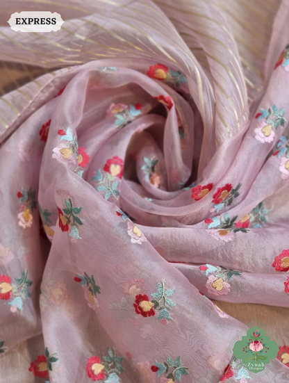 Lavender Organza Silk Saree 5