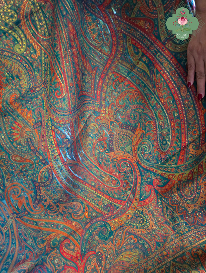 Lina | Turquoise Kashmiri Pure Kani Silk Jamavar Weave Saree | Made To Order
