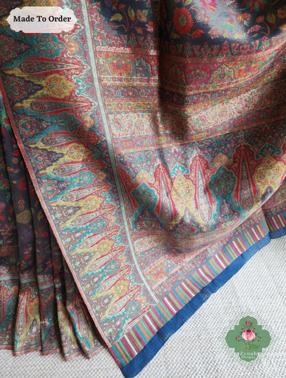 Zynah Mauj – Mauve Woven Kashmiri Pure Kani Tissue Silk Jamavar Saree
