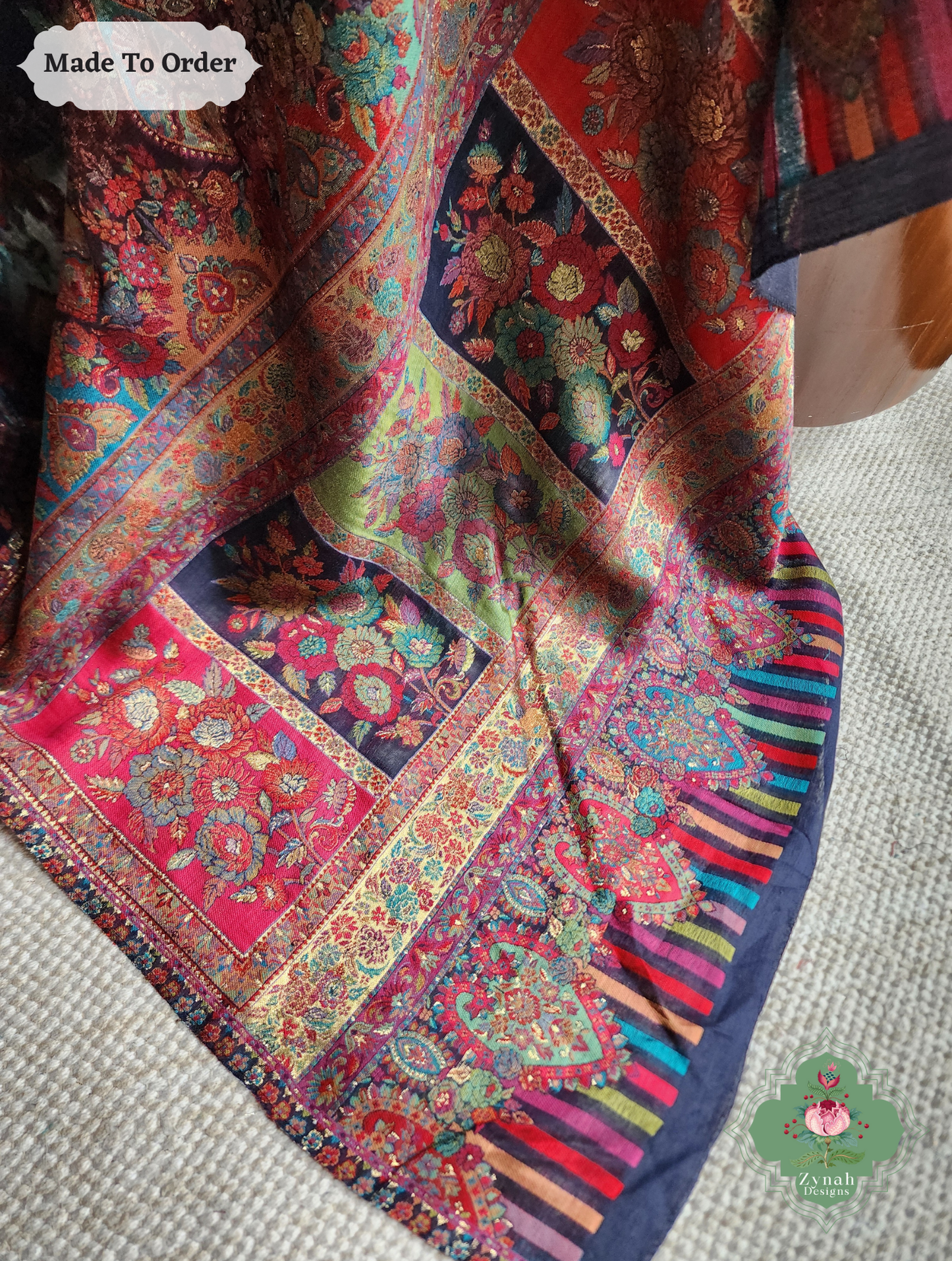 Zynah Shaam – Midnight Blue Handwoven Kashmiri Pure Kani Silk Jamavar Saree