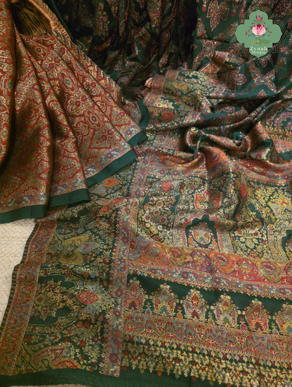 Naira | Green Kashmiri Pure Kani Silk Jamavar Weave Saree | Made To Order