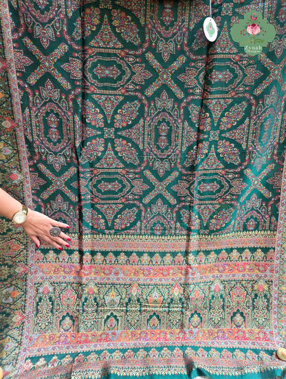Naira | Green Kashmiri Pure Kani Silk Jamavar Weave Saree | Made To Order