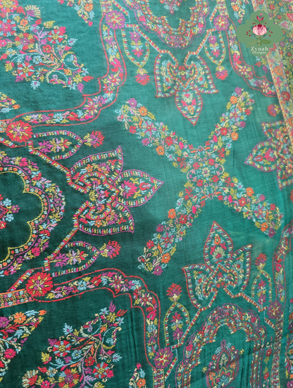 Naira | Green Kashmiri Pure Kani Silk Jamavar Weave Saree | Made To Order