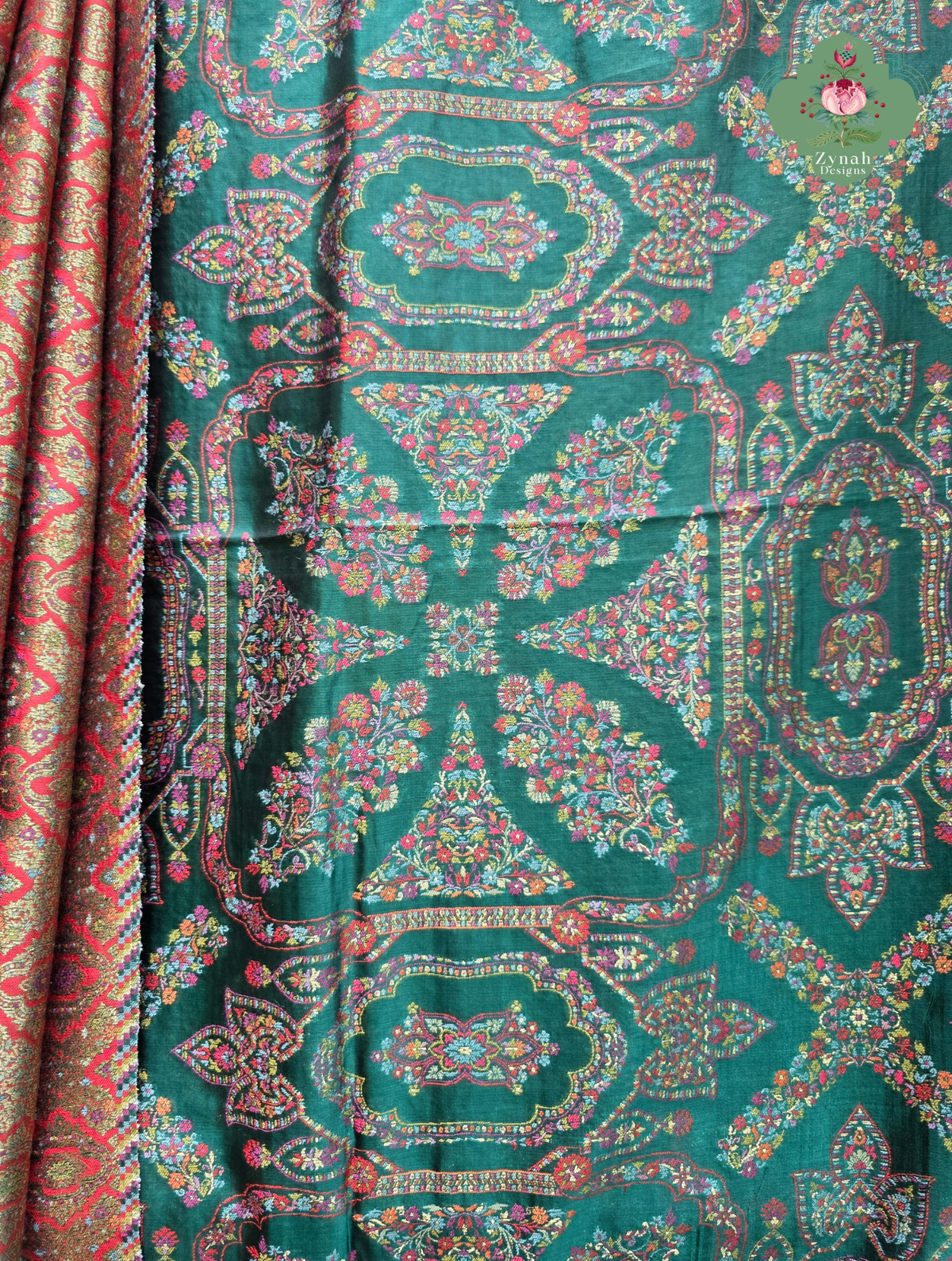 Naira | Green Kashmiri Pure Kani Silk Jamavar Weave Saree | Made To Order