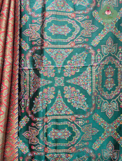 Naira | Green Kashmiri Pure Kani Silk Jamavar Weave Saree | Made To Order