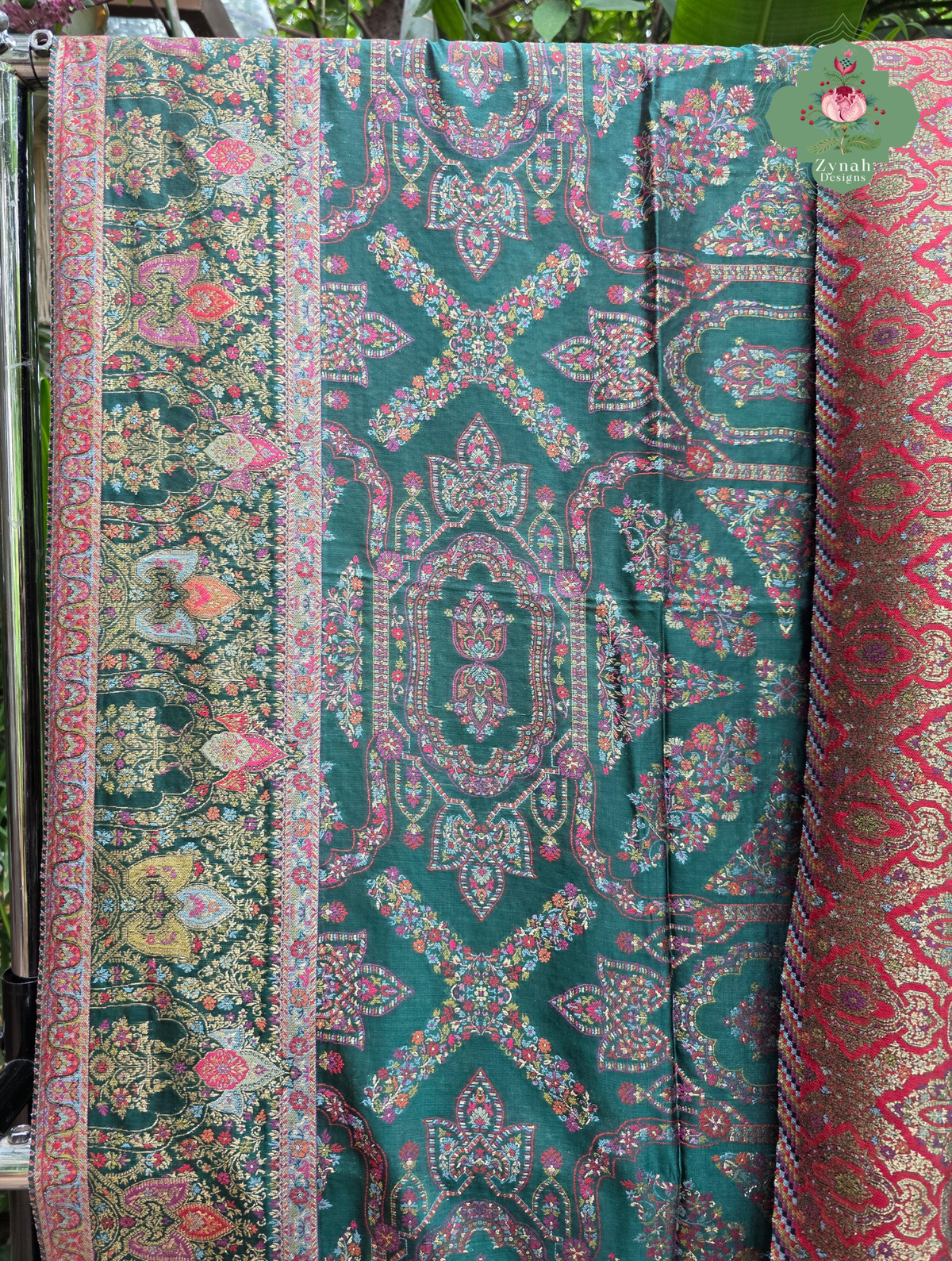 Naira | Green Kashmiri Pure Kani Silk Jamavar Weave Saree | Made To Order