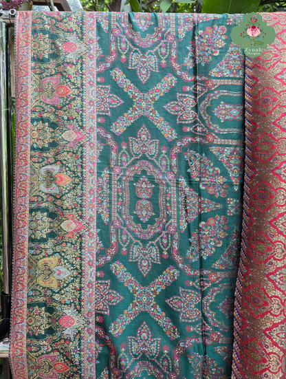 Naira | Green Kashmiri Pure Kani Silk Jamavar Weave Saree | Made To Order
