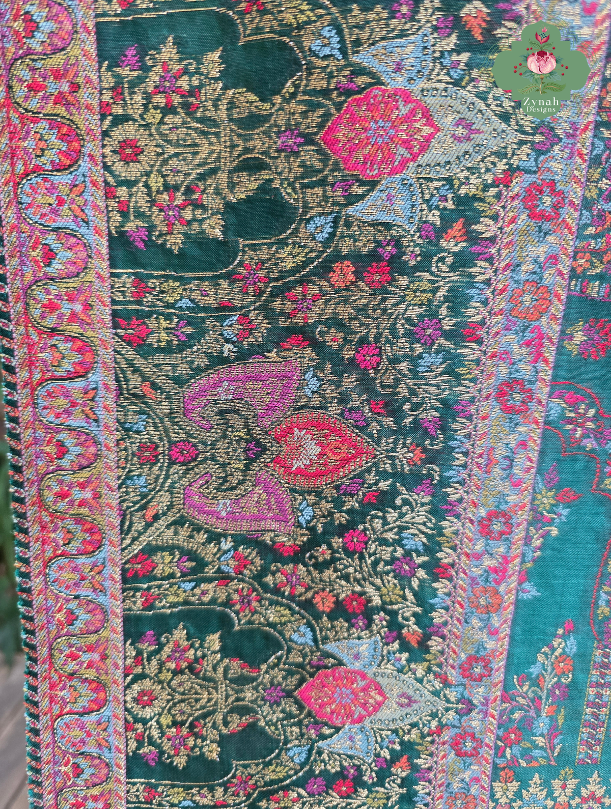Naira | Green Kashmiri Pure Kani Silk Jamavar Weave Saree | Made To Order