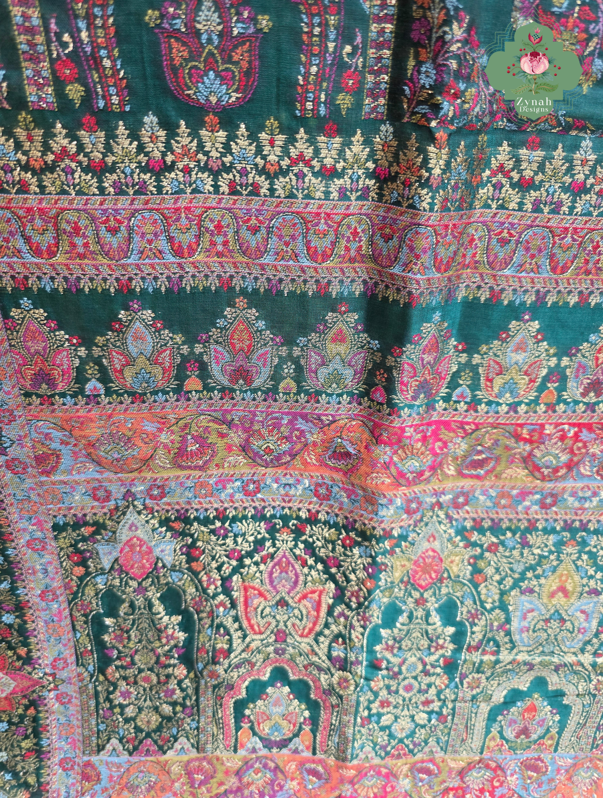 Naira | Green Kashmiri Pure Kani Silk Jamavar Weave Saree | Made To Order
