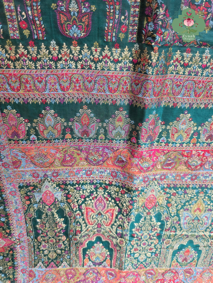 Naira | Green Kashmiri Pure Kani Silk Jamavar Weave Saree | Made To Order