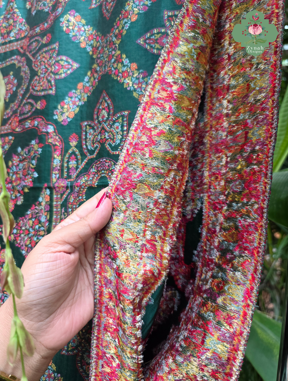 Naira | Green Kashmiri Pure Kani Silk Jamavar Weave Saree | Made To Order