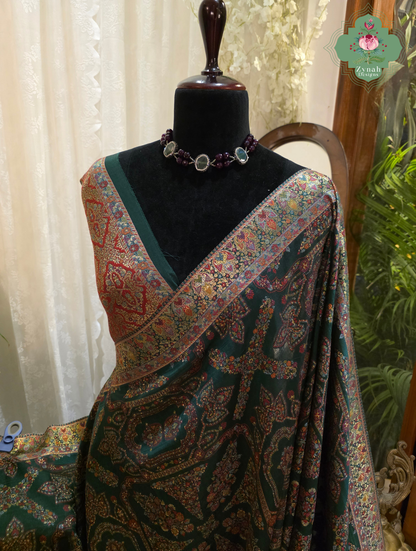 Naira | Green Kashmiri Pure Kani Silk Jamavar Weave Saree | Made To Order