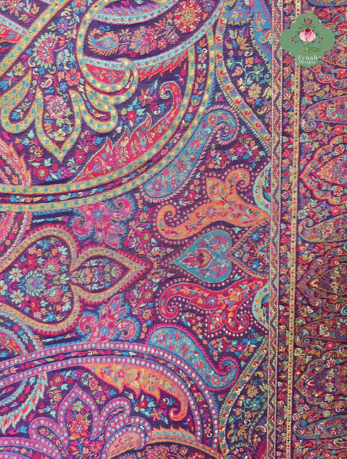 Zarafshan | Royal Purple & Rani Pink Kashmiri Pure Kani Silk Jamavar Weave Saree | Made To Order