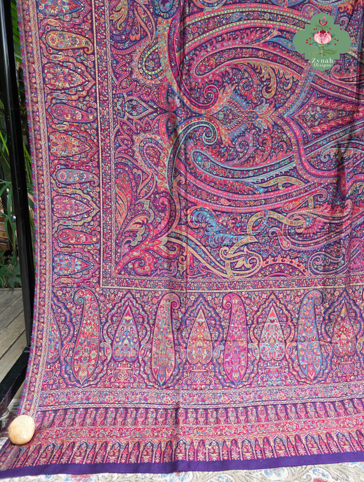 Zarafshan | Royal Purple & Rani Pink Kashmiri Pure Kani Silk Jamavar Weave Saree | Made To Order