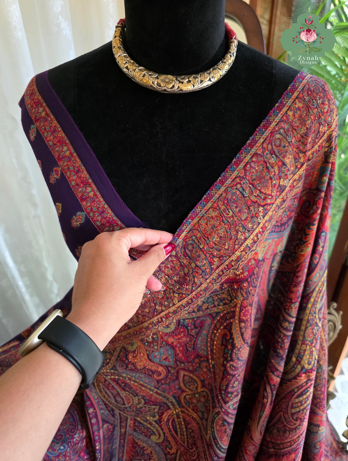 Zarafshan | Royal Purple & Rani Pink Kashmiri Pure Kani Silk Jamavar Weave Saree | Made To Order