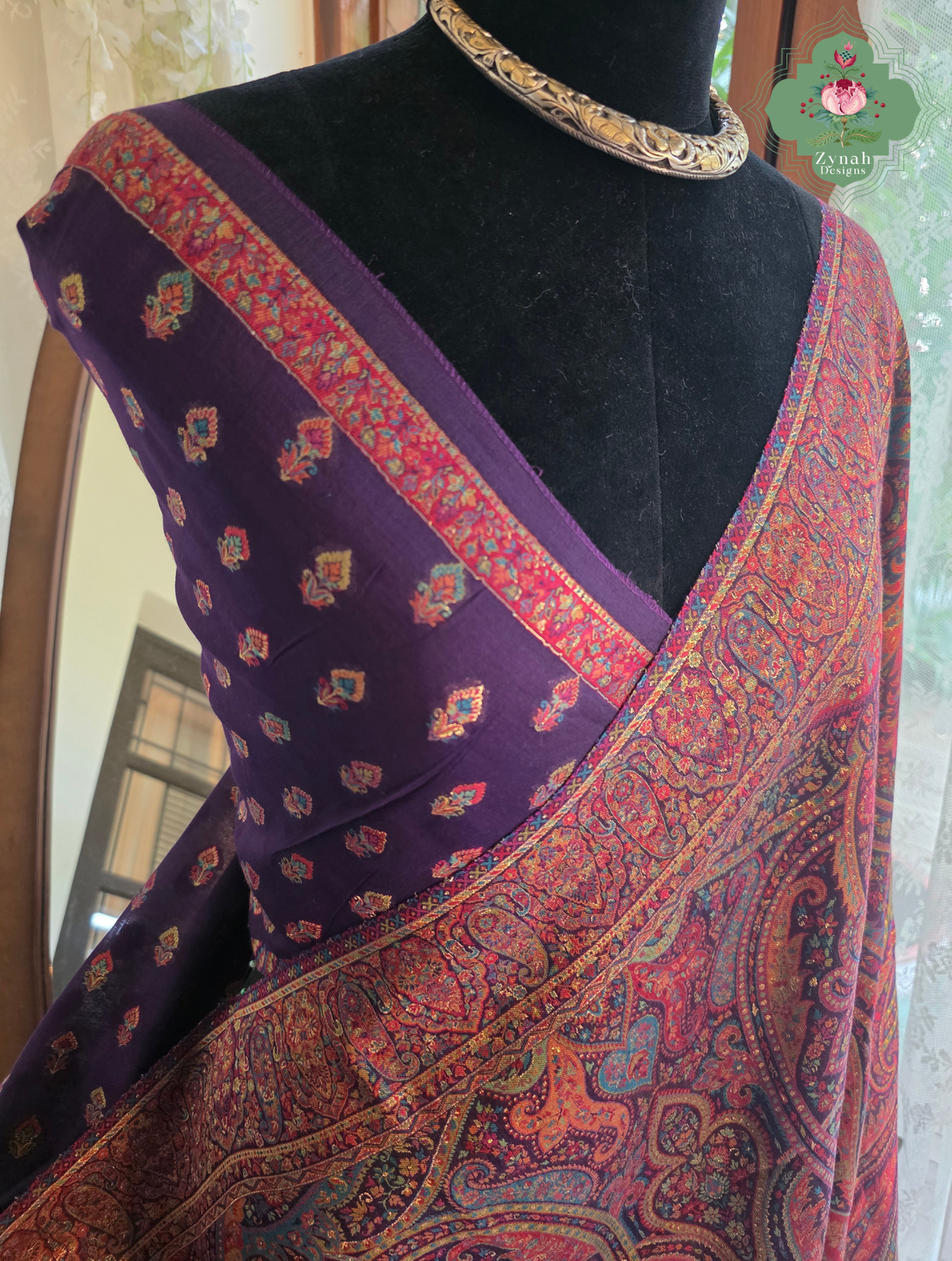 Zarafshan | Royal Purple & Rani Pink Kashmiri Pure Kani Silk Jamavar Weave Saree | Made To Order