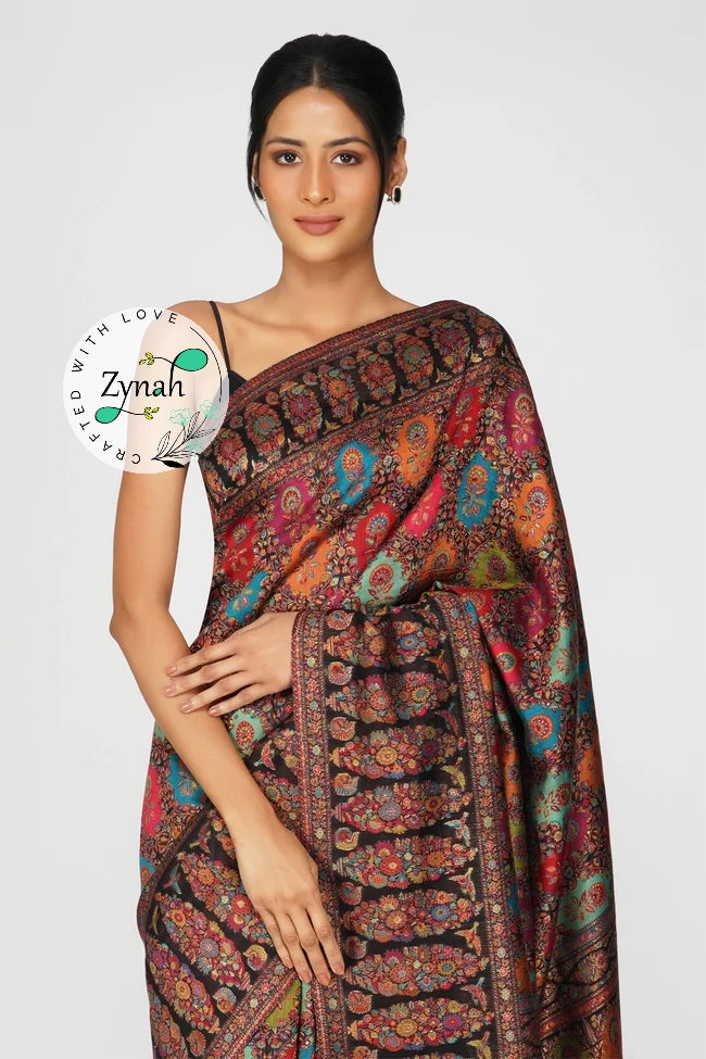 Zynah Pure Silk Kani Jamawar Saree with Grand Pallu & Border; Custom Stitched/Ready-made Blouse, Fall, Petticoat; Shipping available USA, Worldwide
