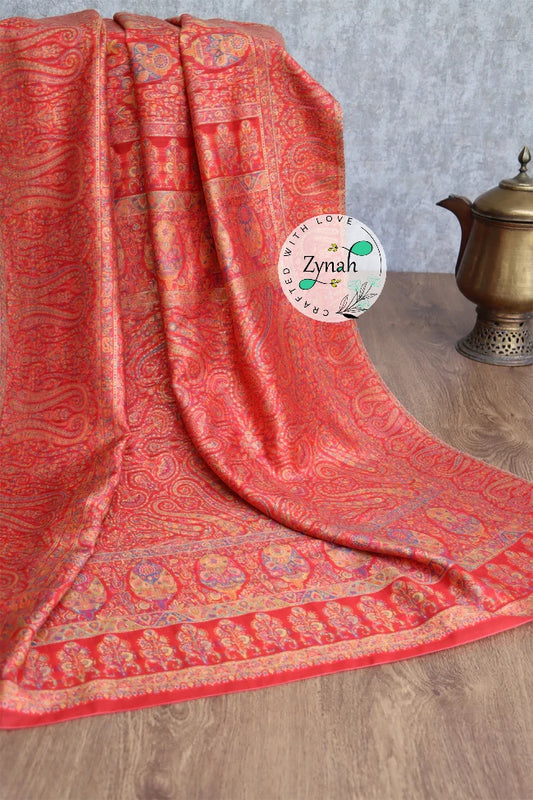 Zynah Pure Silk Kani Jamawar Saree with Grand Pallu & Border; Custom Stitched/Ready-made Blouse, Fall, Petticoat; Shipping available USA, Worldwide