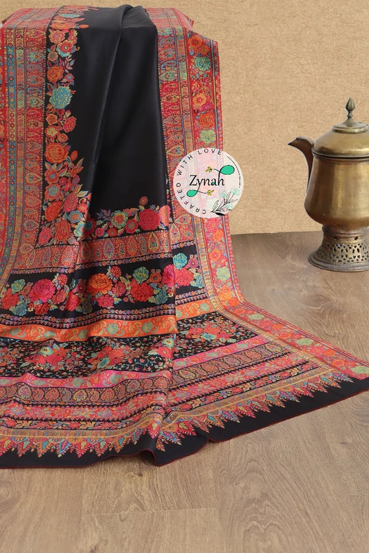 Zynah Pure Silk Kani Jamawar Saree with Grand Pallu & Border; Custom Stitched/Ready-made Blouse, Fall, Petticoat; Shipping available USA, Worldwide