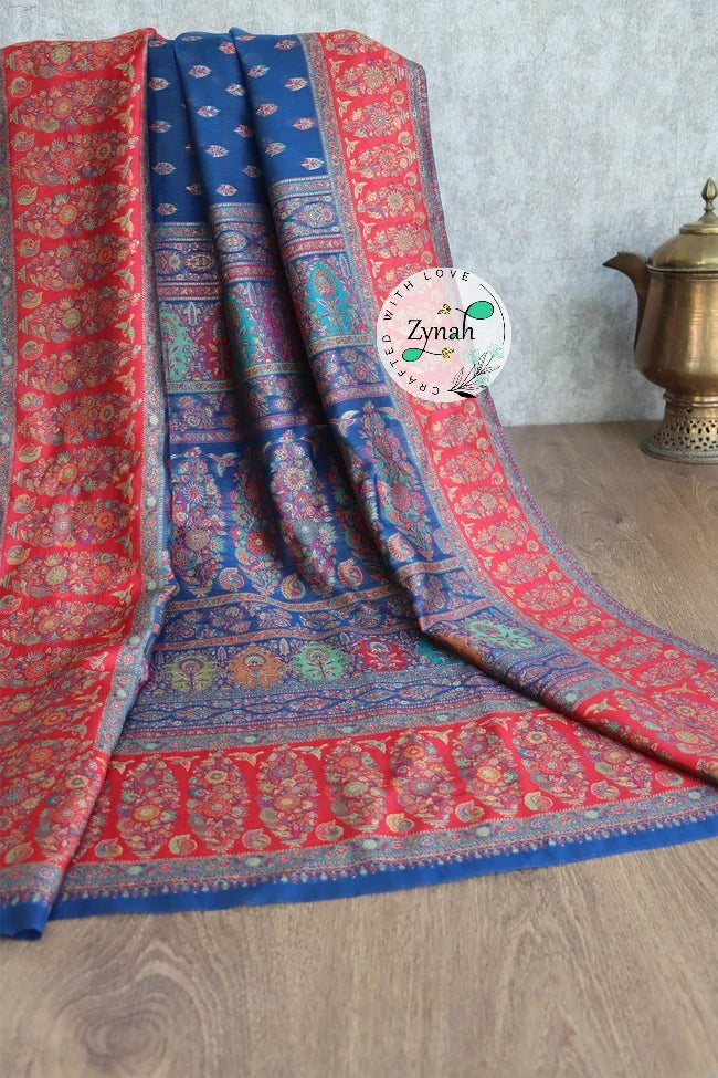 Zynah Pure Silk Kani Jamawar Saree with Butis Body, Grand Pallu & Border; Custom Stitched/Ready-made Blouse, Fall, Petticoat; Shipping available USA, Worldwide