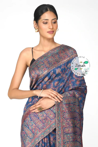 Zynah Pure Silk Kani Jamawar Saree with Grand Pallu & Border; Custom Stitched/Ready-made Blouse, Fall, Petticoat; Shipping available USA, Worldwide