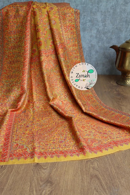 Zynah Pure Silk Kani Jamawar Saree with Grand Pallu & Border; Custom Stitched/Ready-made Blouse, Fall, Petticoat; Shipping available USA, Worldwide