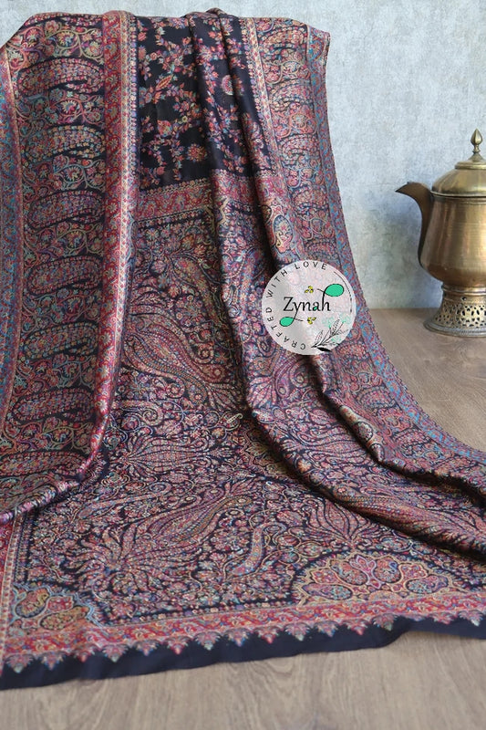 Zynah Pure Silk Kani Jamawar Saree with Grand Pallu & Border; Custom Stitched/Ready-made Blouse, Fall, Petticoat; Shipping available USA, Worldwide